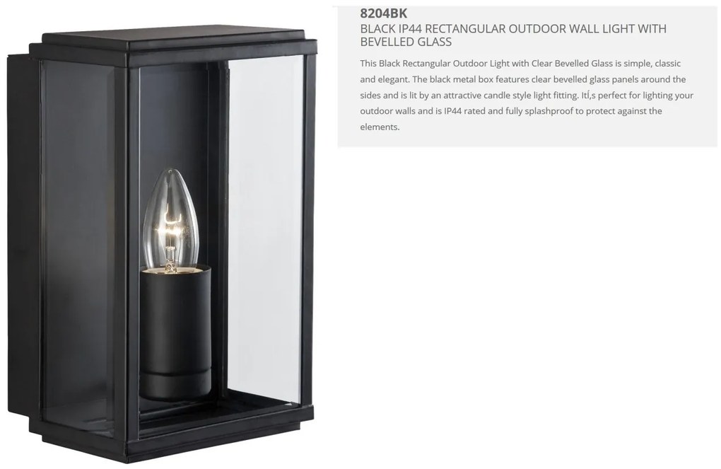 Aplica de perete exterior stil clasic IP44 Box 8204BK SRT