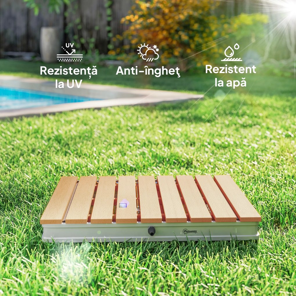 Outsunny Duș Portabil: aluminiu, 4m rezistent UV/apă, plajă/spa, 70x55 cm, Efect Lemn | Aosom Romania
