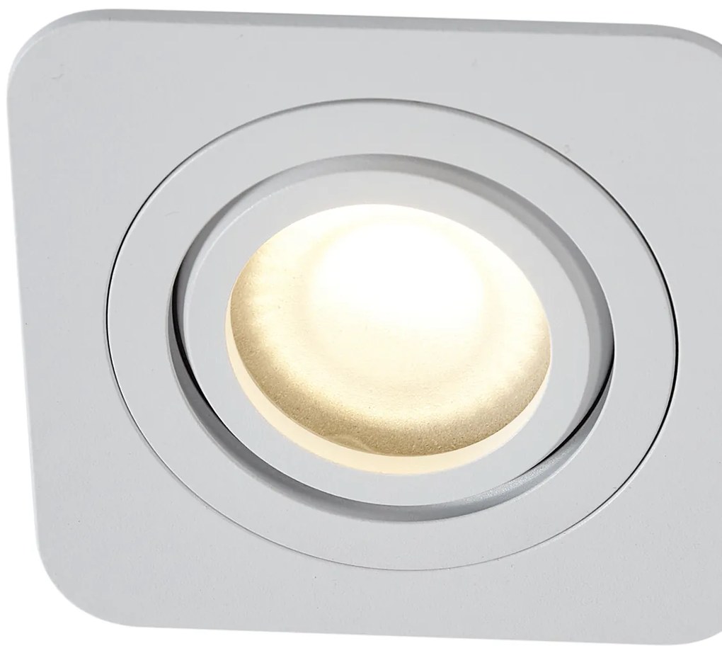 Set de 6 spoturi încastrate rotunjite albe GU10 50mm rotative și înclinabile IP44 - Alberto