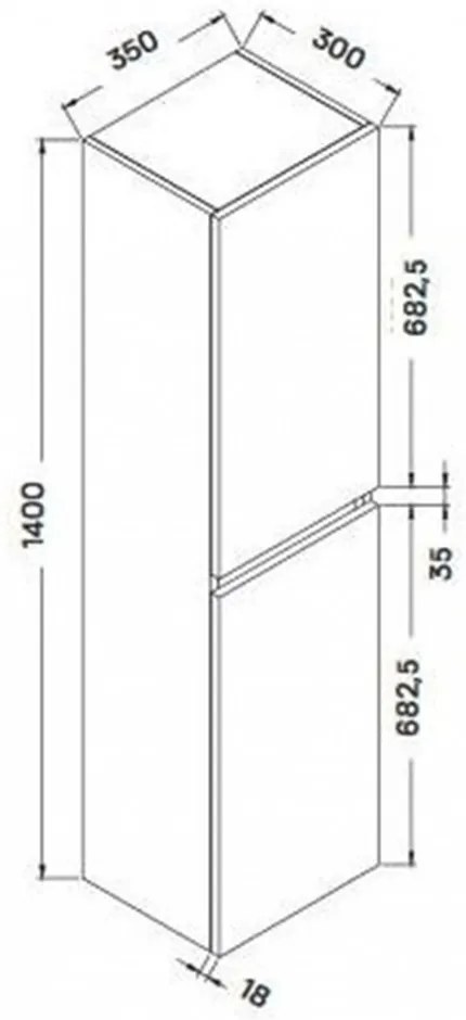 Dulap înalt Elois White, montat pe perete