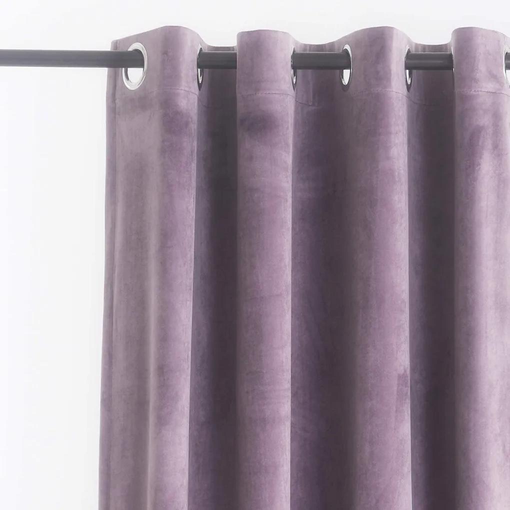 Set draperii din catifea cu rejansa din bumbac tip fagure, Madison, densitate 700 g/ml, Lavanda, 2 buc