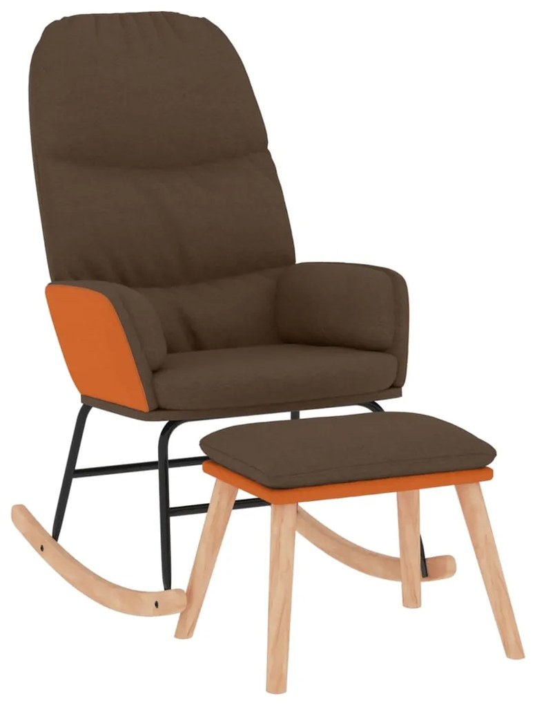 3097404 vidaXL Scaun balansoar cu taburet, maro, textil