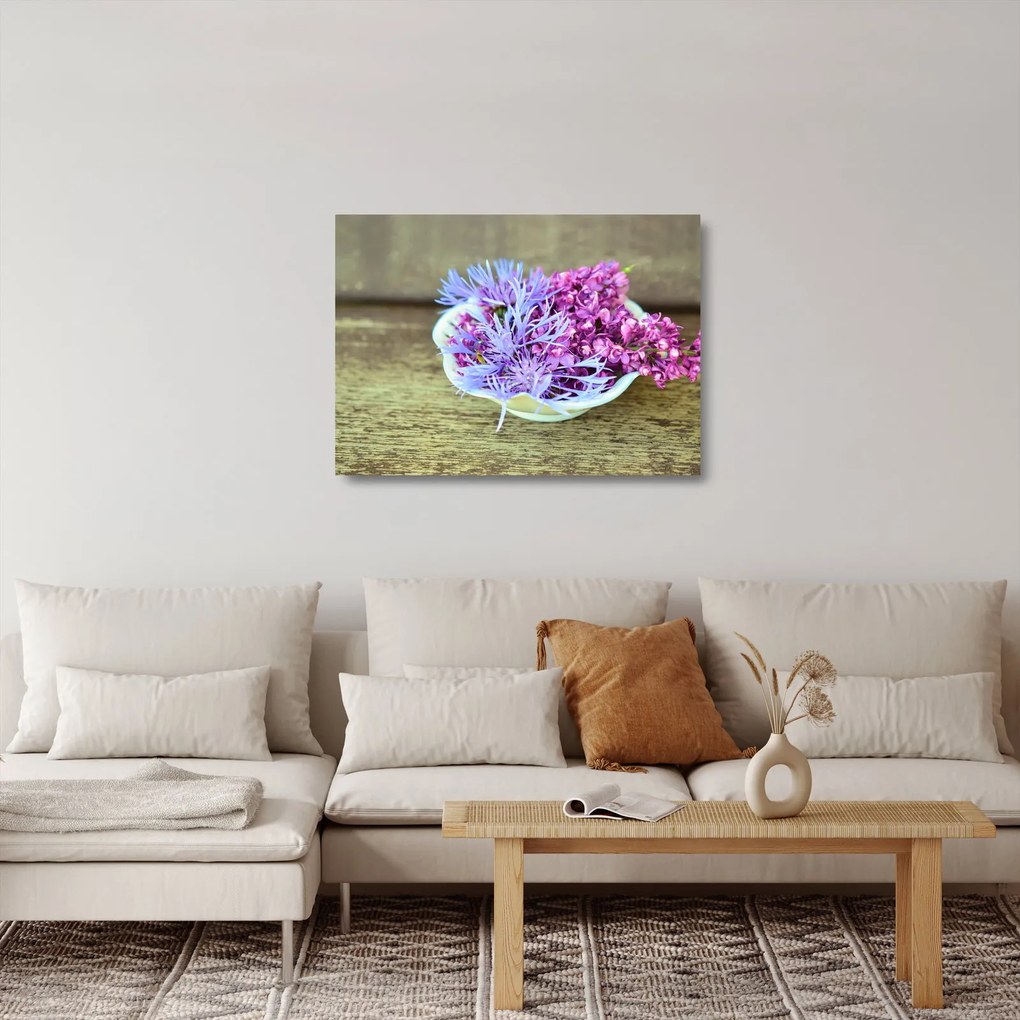 Tablou pe sticlă cu decorațiune din lavanda (70x50 cm)
