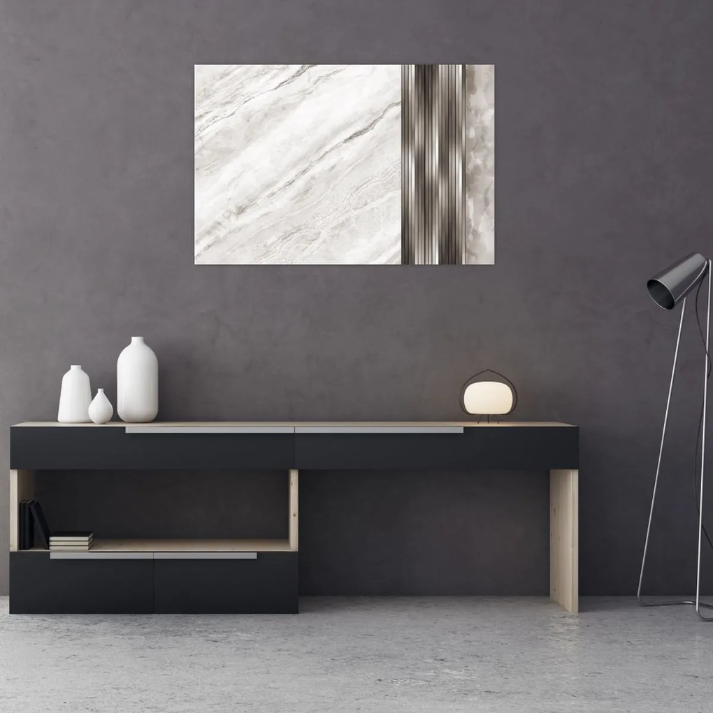 Tablou - Marmură cu linii argintii (90x60 cm)