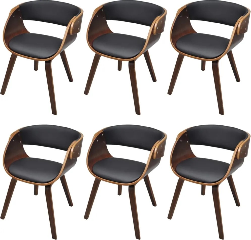 vidaXL Scaune de bucătărie, 6 buc., maro, piele ecologică