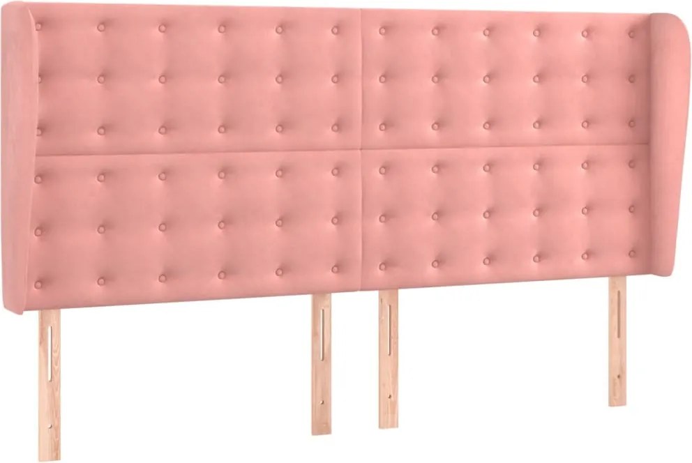vidaXL Tăblie de pat cu aripioare, roz, 203x23x118/128 cm, catifea
