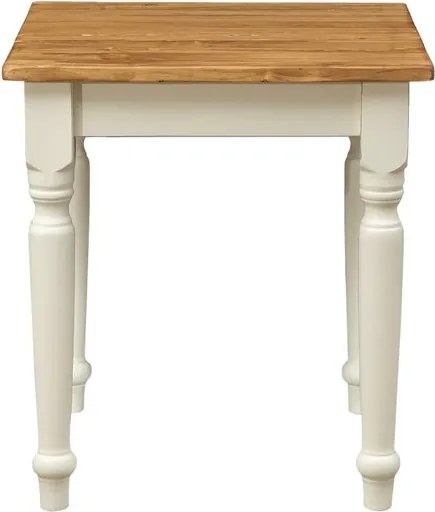 Masa fixa, L 70 70 H78 cm, culoare natur alb antic, Lemn Masiv