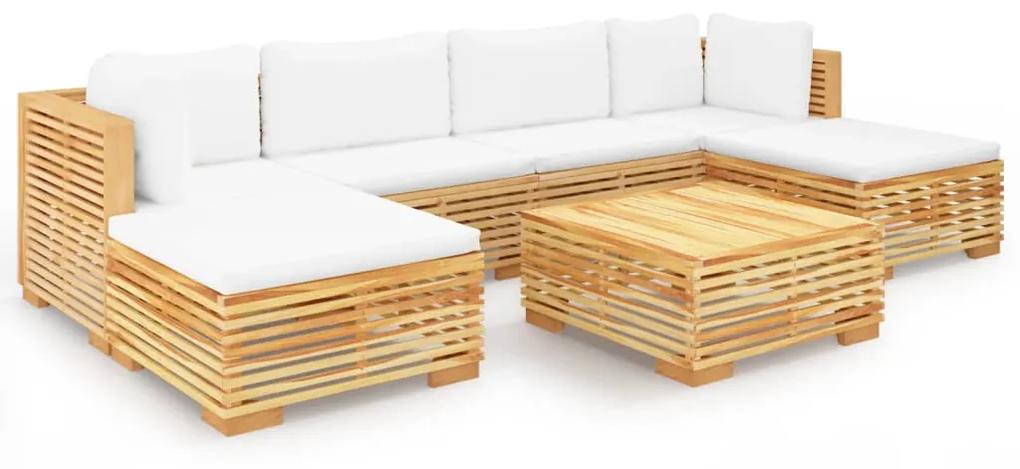 3100891 vidaXL Set mobilier grădină cu perne, 7 piese, lemn masiv de tec