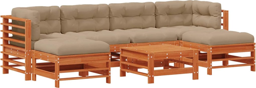 vidaXL Set de lounge pentru grădină 7 pcs Maro Ceară Lemn masiv de pin