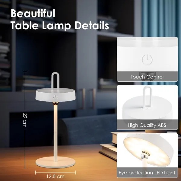 Lampă de masă LED, reglabilă, reîncărcabilă, pentru exterior, cu control tactil GENTLE LED/1,5W/3,7V 3000 mAh IP44 albă