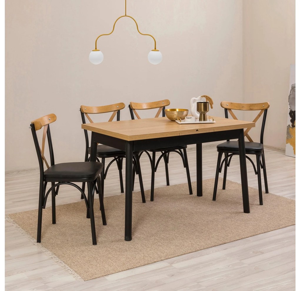 Set mobilier sufragerie Duvasa 10 (negru) (pentru 4 persoane). 1093812