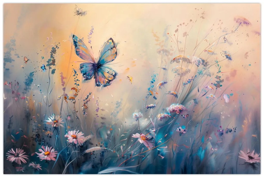 Tablou - Pajiște cu Fluture II (90x60 cm)