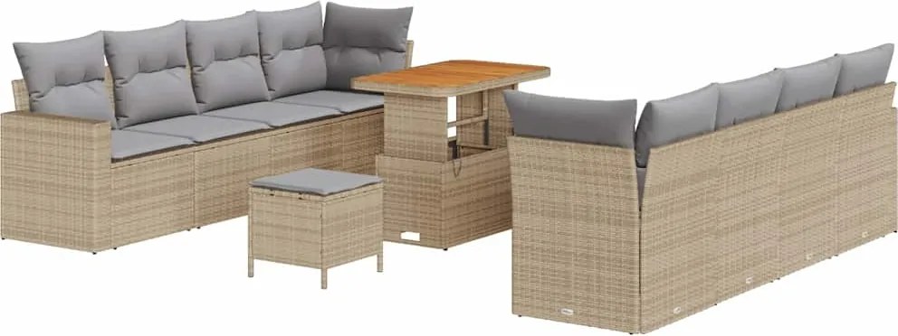 vidaXL Set de canapele pentru grădină 11 pcs Bej poliratan