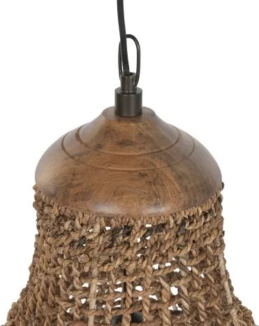 Lustră suspendată din fibre naturale împletite manual, natur, 55 x 75 cm, „Péronne”