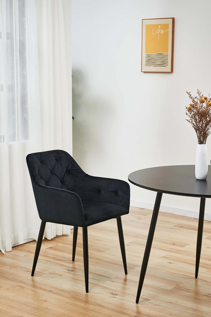 Set 2 scaune de sufragerie Satya (negru). 1071232