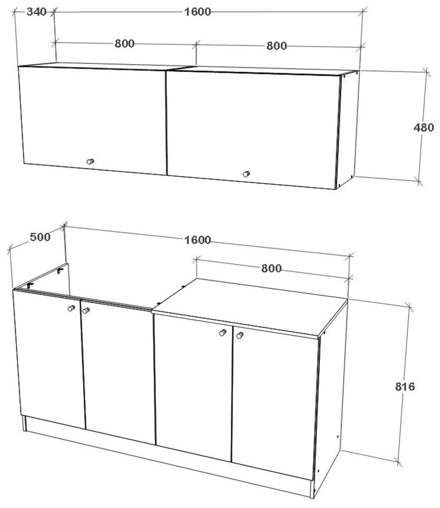Bucatarie Alegra, Alb, L 160 cm
