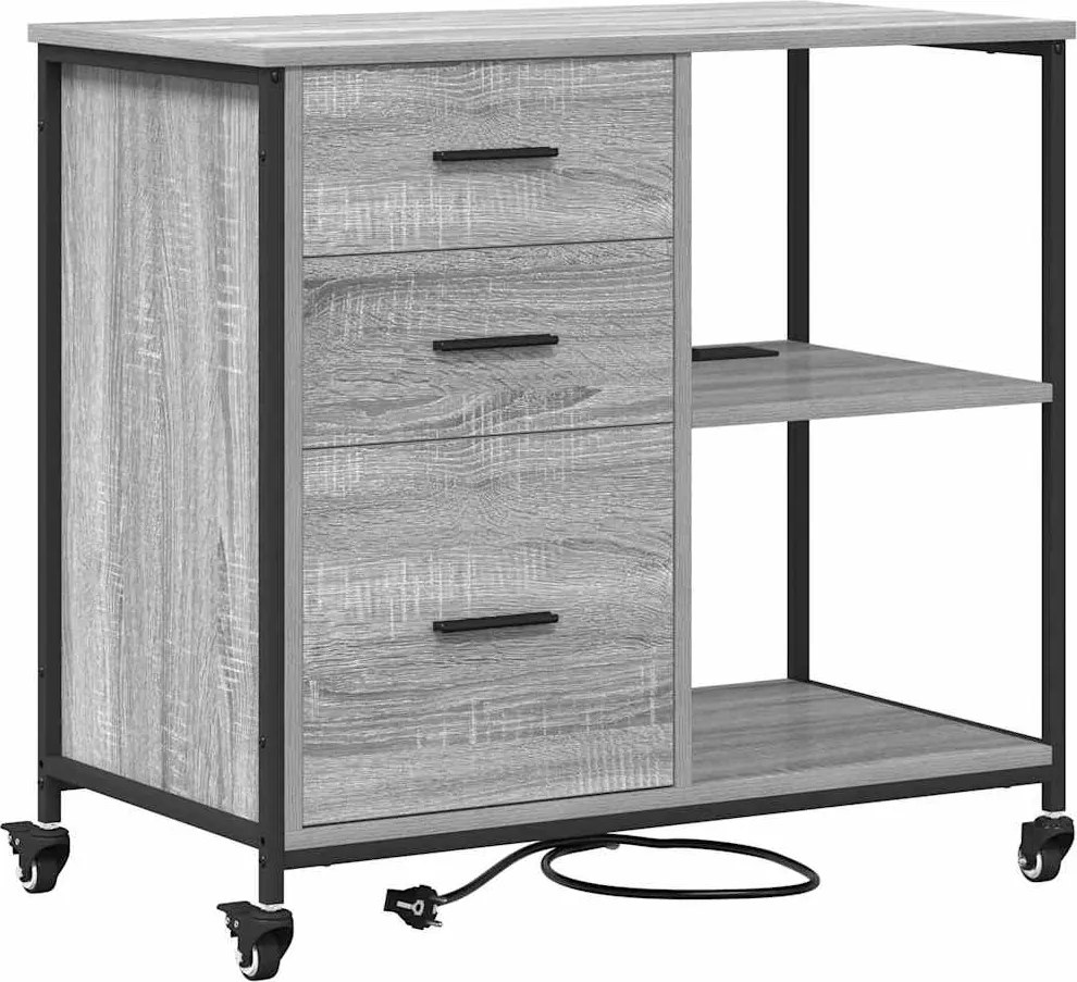 vidaXL Cabinet cu Stație de Încărcare Gri Sonoma 76 x 41 x 72 cm