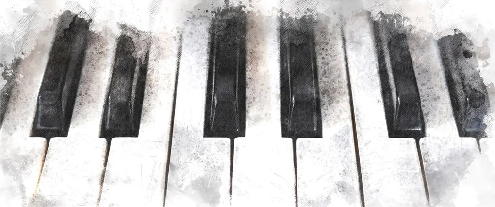 Tablou - Pian, acuarelă (120x50 cm)