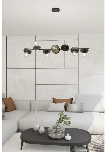 Lustră pe cablu TOKEN 8xE27/15W/230V negru