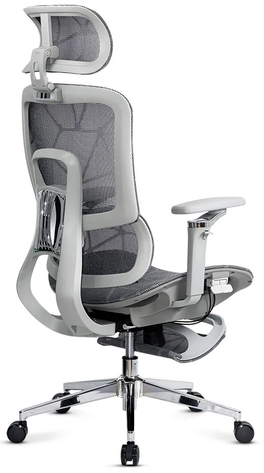 Scaun ergonomic pentru birou gri cu mesh și brațe reglabile 4D  SYYT 9520