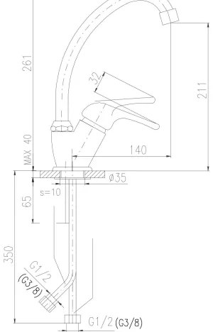 RAV Slezák SA006.0/1 - Baterie pentru chiuvetă SAZAVA, 26,1 cm, crom lucios