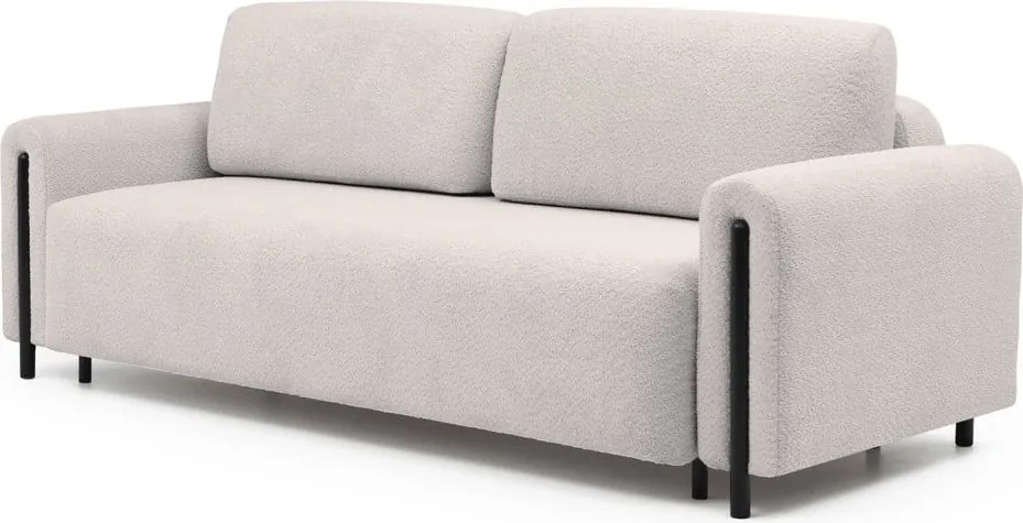 Canapea bej extensibilă/cu spațiu de depozitare cu tapițerie din țesătură bouclé 244 cm Arcadova – ELTAP