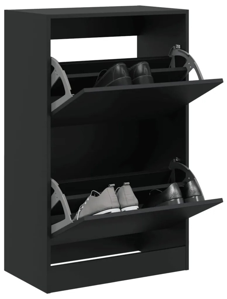 vidaXL Pantofar, negru, 60x34x96,5 cm, lemn compozit