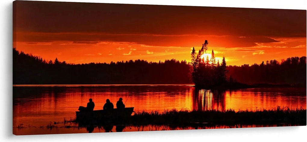 Tablou - Pescari pe lac (120x50 cm)