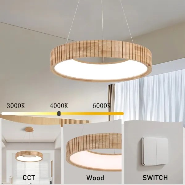 Brilagi - Lustră LED suspendată pe cablu FALCON WOOD MODERN LED/30W/230V Ø 45 cm lemn