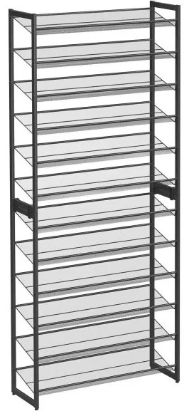 Suport Pentru Pantofi Cu 12 Niveluri, Rafturi Reglabile, Negru, 92.5 Cm