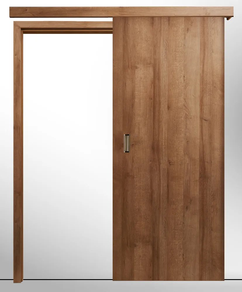 Usa glisanta HDF aplicata pe perete - Colectia Basic Toc reglabil de bordare 160-250 mm, Nuc, Folie Decor, 2010 mm, 820 - 900 mm