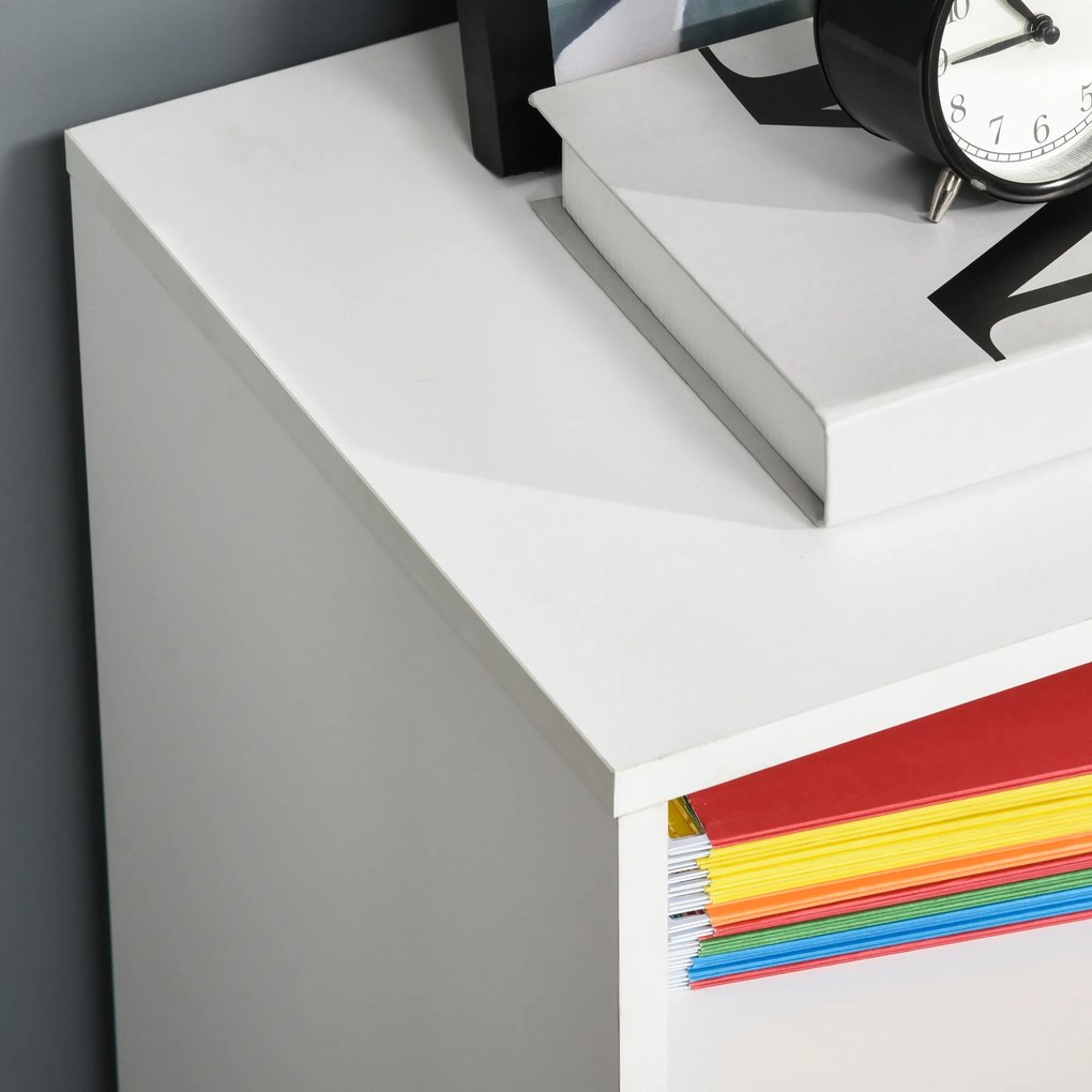 HOMCOM Suport pentru imprimantă cu 2 sertare mobilier de depozitare pe roți rafturi deschise și dulap, 100 x 35 x 65 cm, alb | Aosom Romania