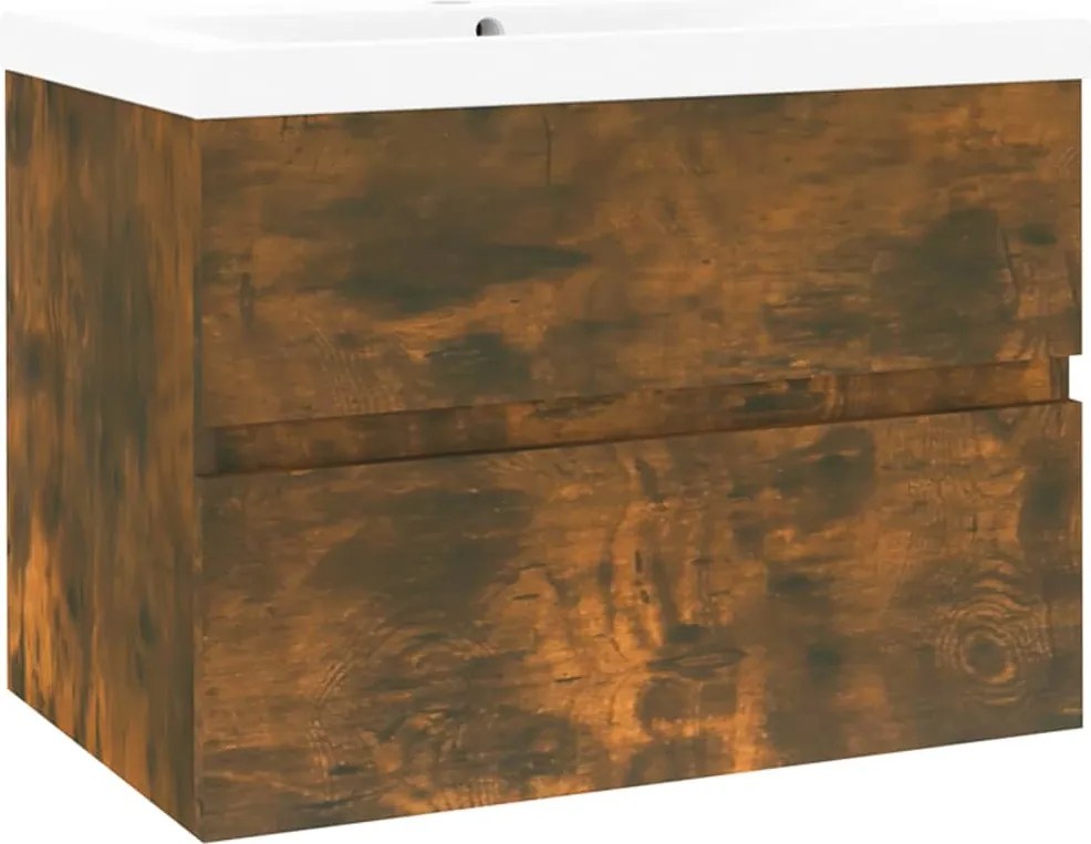 vidaXL Dulap chiuvetă bazin încorporat stejar fumuriu lemn prelucrat