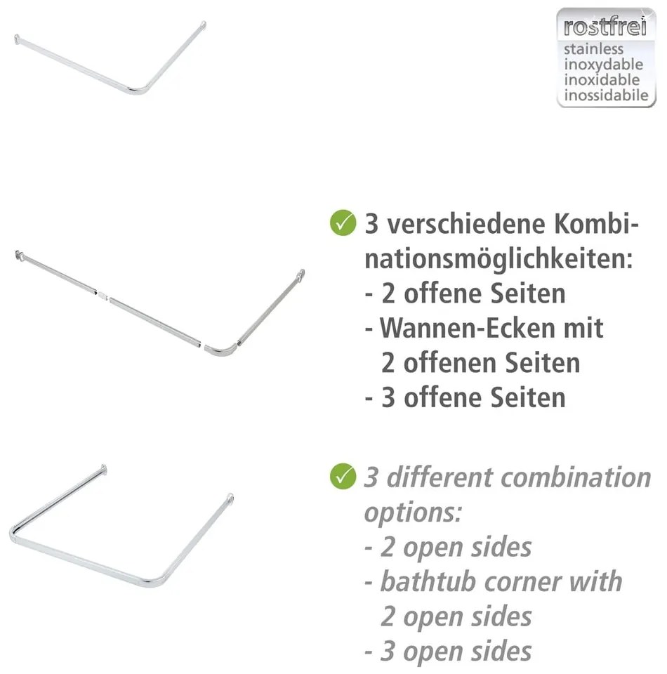 Bară pentru perdea de duș argintiu-lucios Era – Wenko