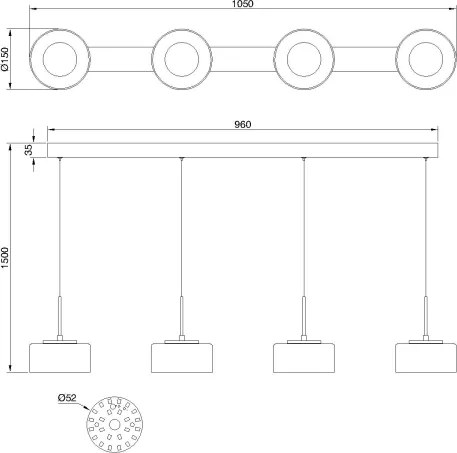 Globo 16024-4 - candelabru LED suspendat pe cablu BELINDA LED/24W/230V negru/fumuriu