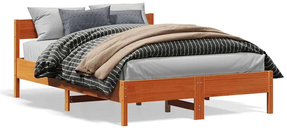 vidaXL Cadru de pat fără saltea, maro ceruit 150x200 cm lemn masiv pin