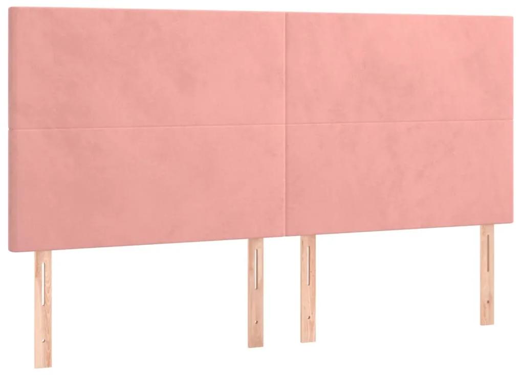 Cadru de pat cu tablie, roz, 180x200 cm, catifea Roz, 180 x 200 cm, Design simplu
