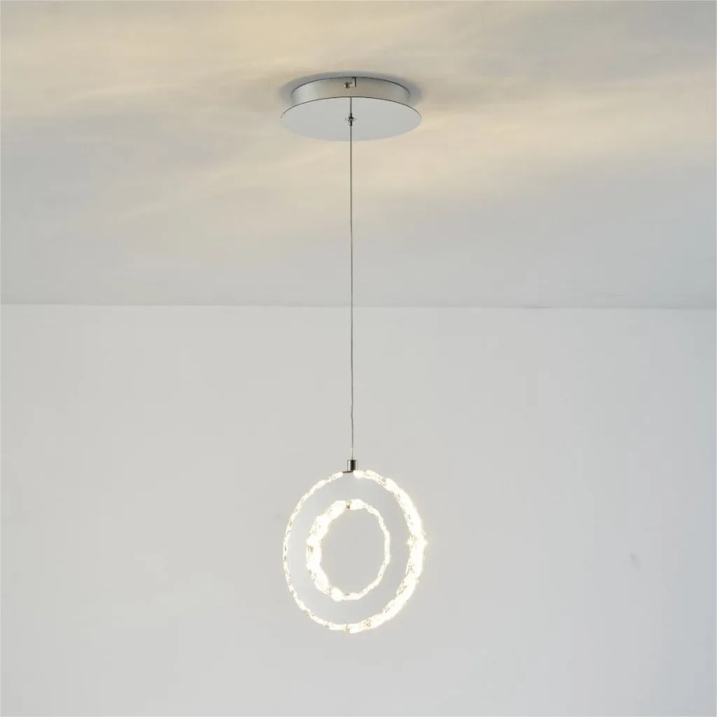 Lustra LED suspendata design modern Girona crom