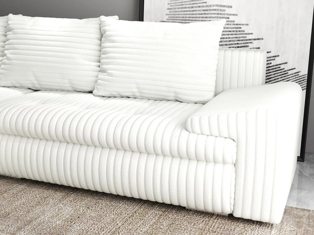 Colțar extensibil dumonde cu ladă de depozitare si sezut confortabil din spuma high-density, Leonardo Ambience Ivory 260x185 cm