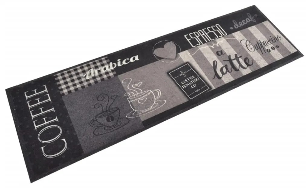 vidaXL Covor de bucătărie lavabil Coffee, negru, 45x150 cm, catifea