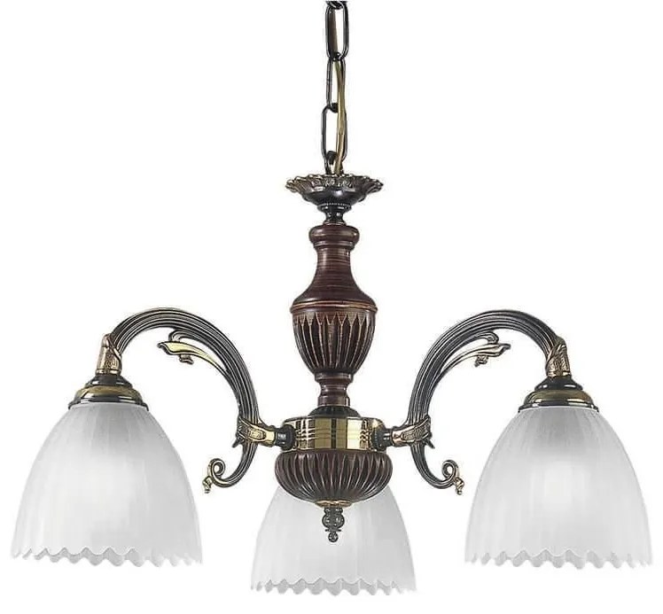 Candelabru 3 brate design italian din alama cu lemn 3510