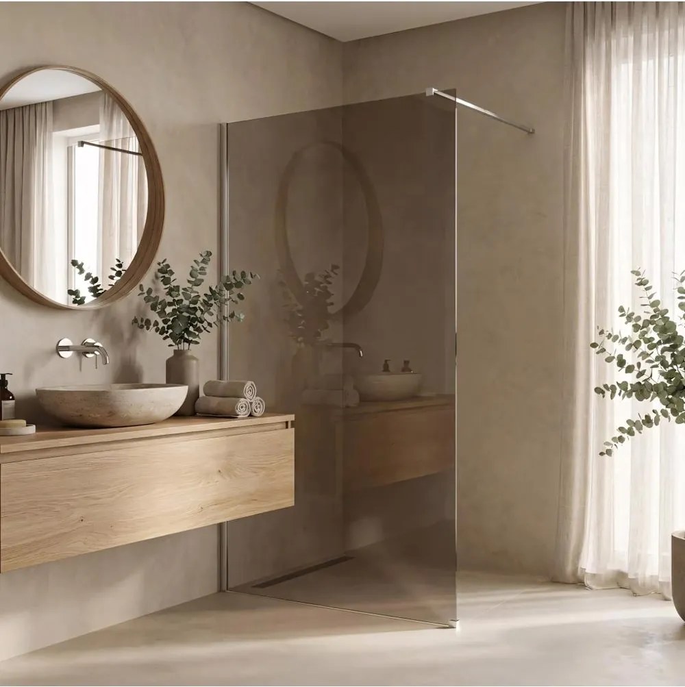 Paravan de dus fumuriu Rea Flexi Brown 130 cm crom