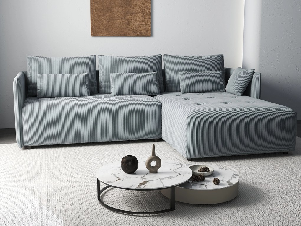 Colțar extensibil dumonde cu ladă de depozitare si sezut confortabil din spuma high-density, Malta Zoom Grey II 235x185 cm