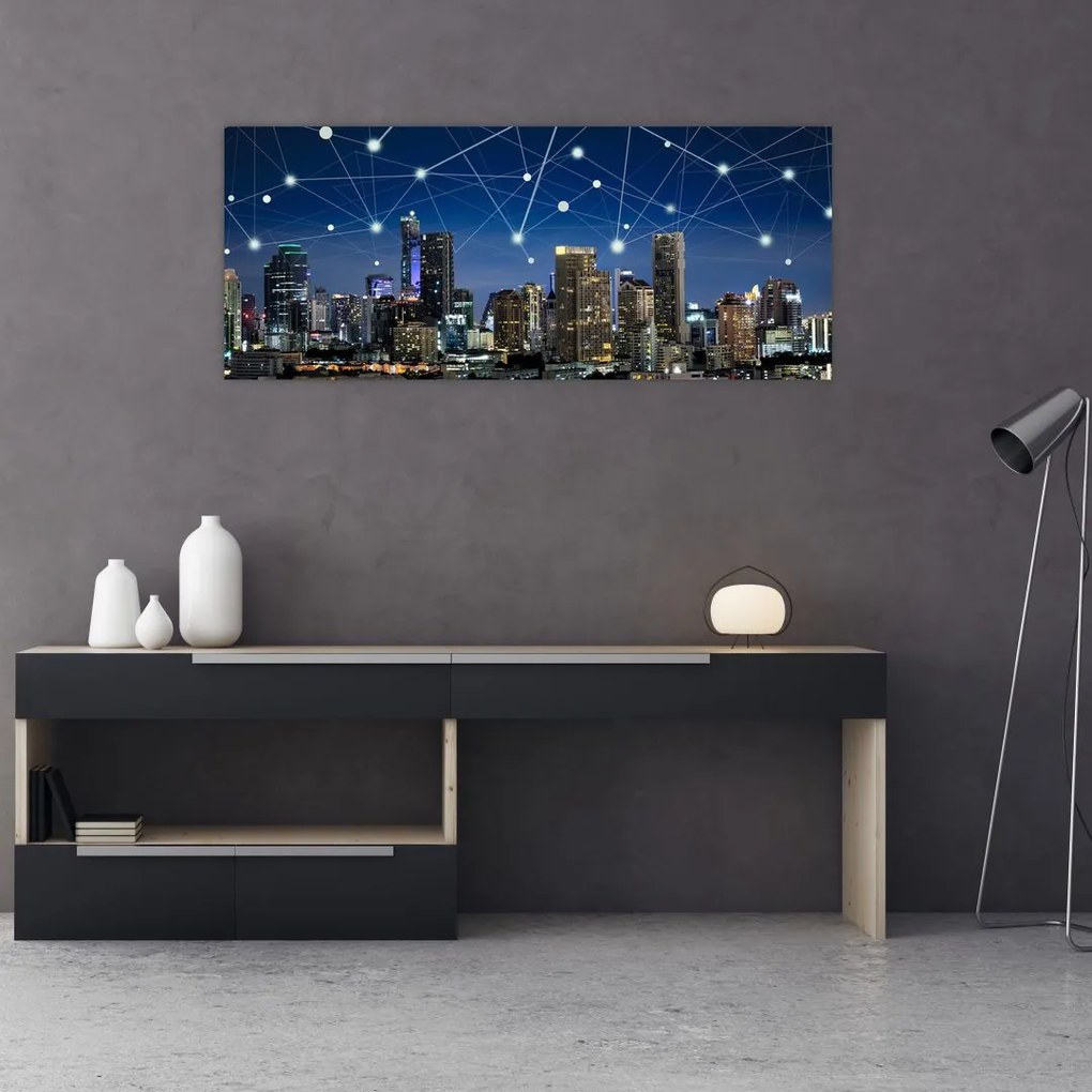 Tablou - Municipiul nocturn (120x50 cm)