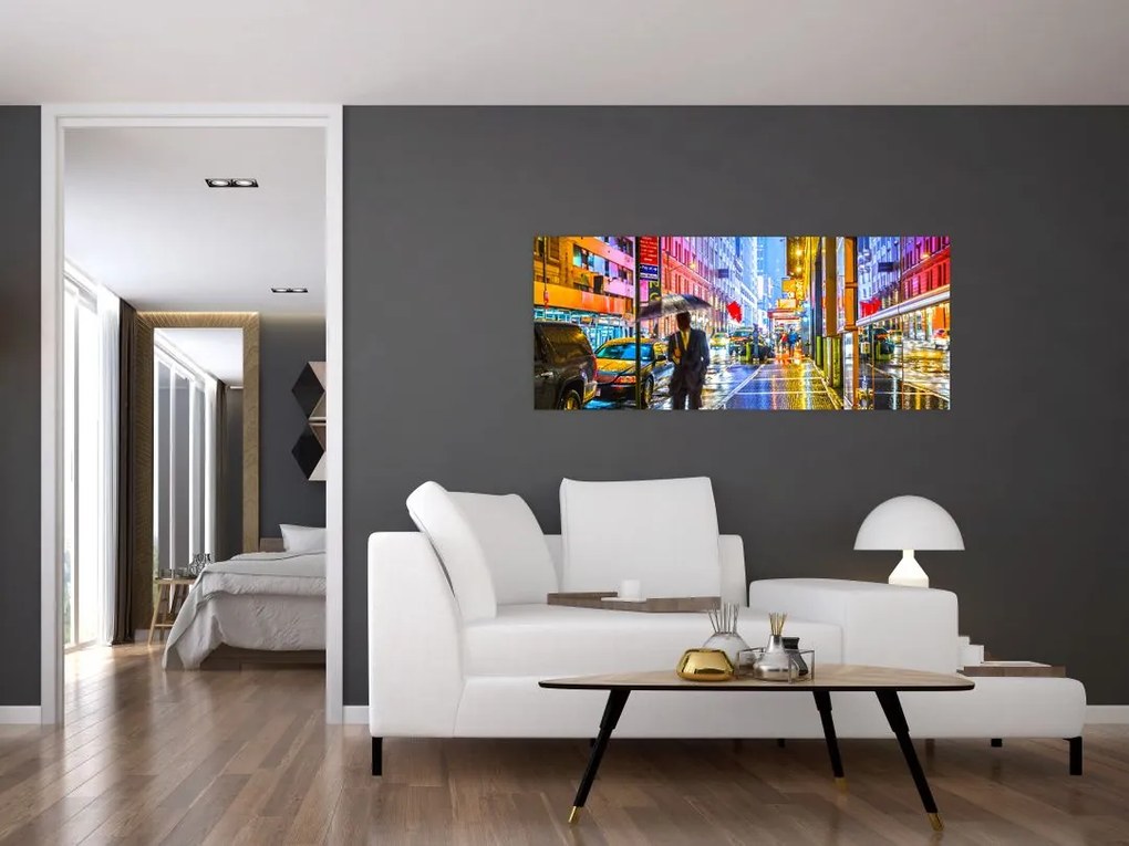 Tablou - Oraș în lumina neoanelor (120x50 cm)