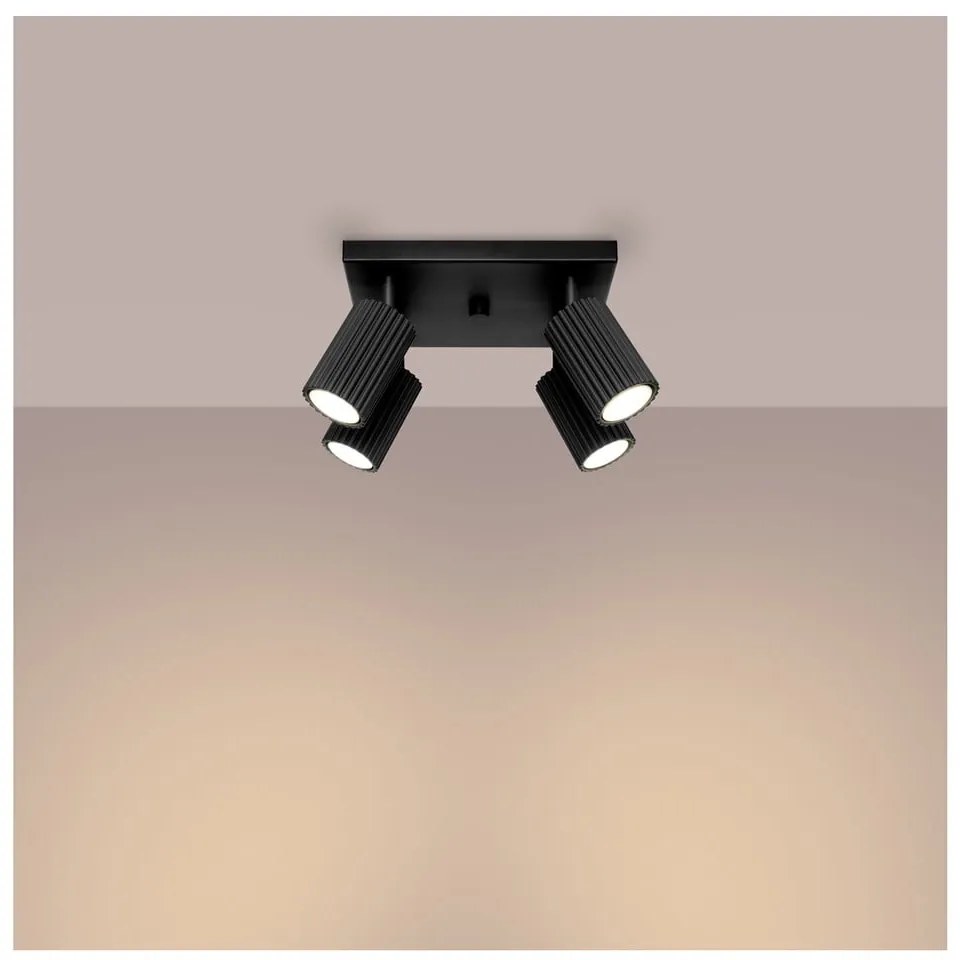 Spot negru din metal ø 6,5 cm Gleam – Sollux