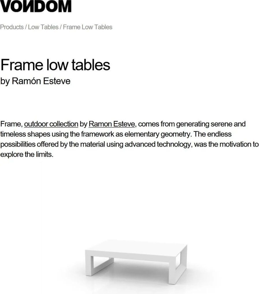 Masuta de exterior / interior design modern premium FRAME COFFEE TABLE 54089 Vondom