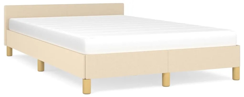 347404 vidaXL Cadru de pat cu tăblie, crem, 120x200 cm, textil