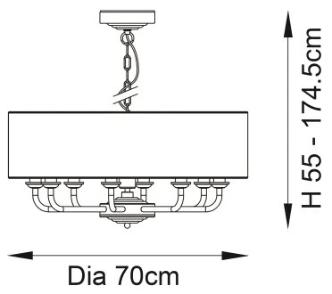 Endon 98938 - Candelabru pe lanț HIGHCLERE, 8xE14/40W/230V, Ø 70 cm, alb/alamă