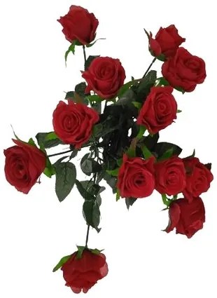 Buchet artificial de trandafiri roșii, 67 cm, 12bucăți